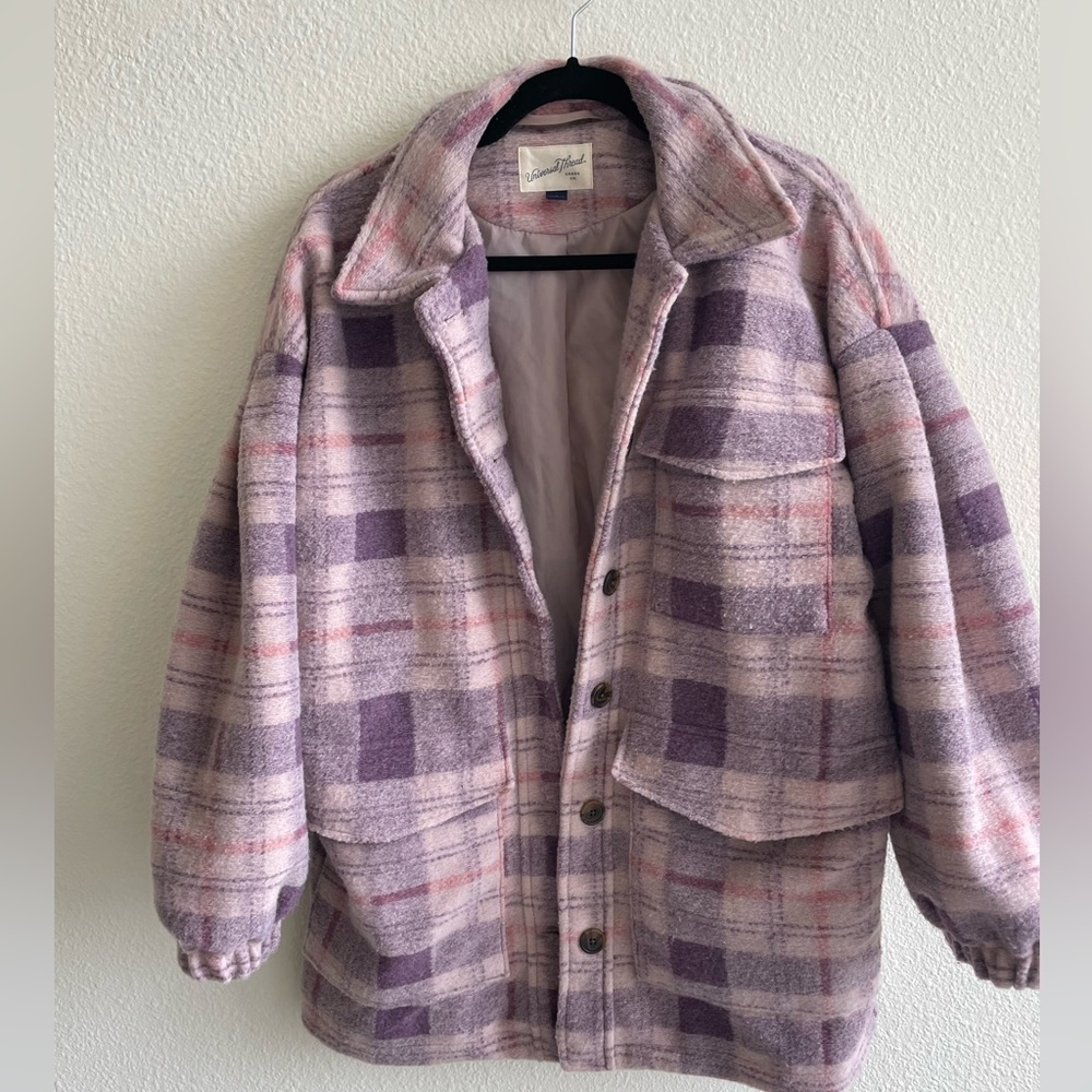 COZY WARM PURPLE PLAID COAT - TARGET